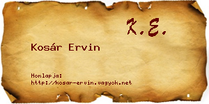 Kosár Ervin névjegykártya