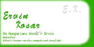 ervin kosar business card